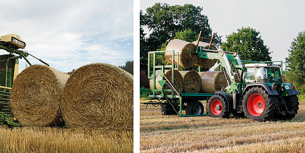 Unloading the bales in pairs