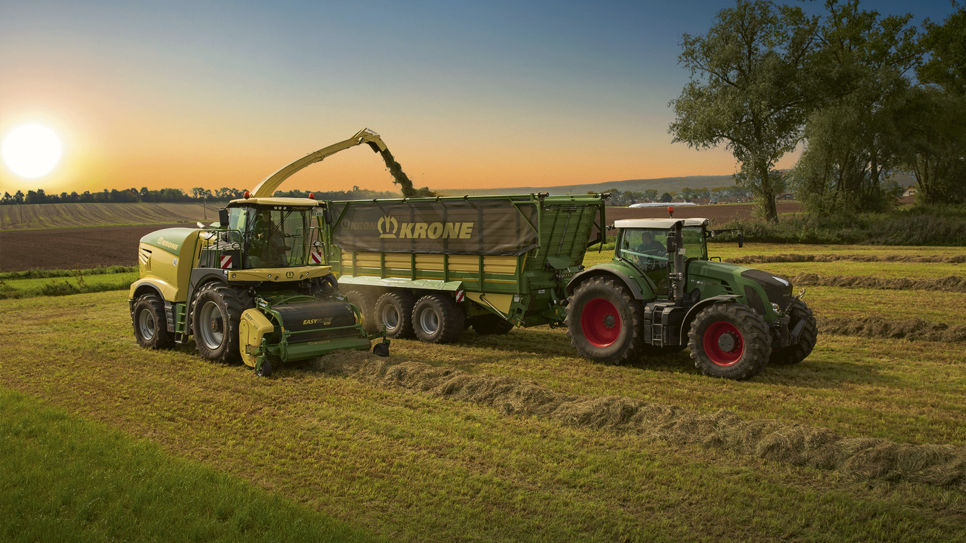 evening shot of compact precision forage harvesters from KRONE